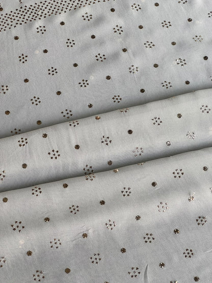 Dusty Grey Mukaish Badla Pure Georgette Kurta Set