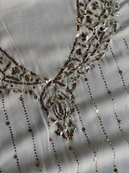 Dusty Grey Mukaish Badla Pure Georgette Kurta Set