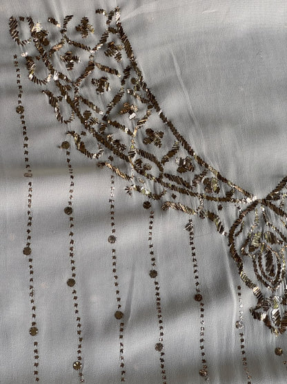 Dusty Grey Mukaish Badla Pure Georgette Kurta Set