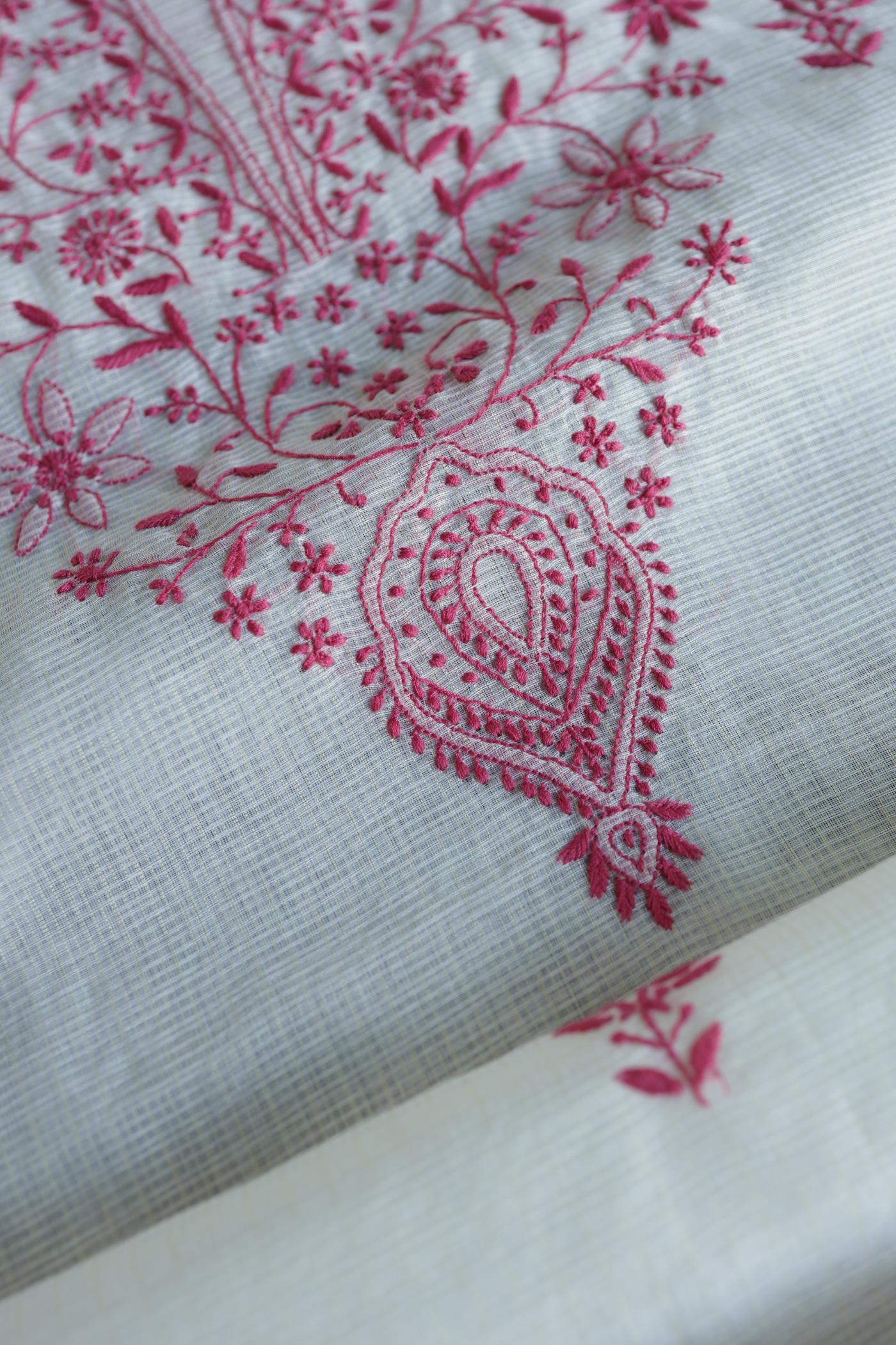 Dusty Grey Shade Kota Chikankari Unstitched Fabrics