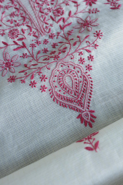 Dusty Grey Shade Kota Chikankari Unstitched Fabrics