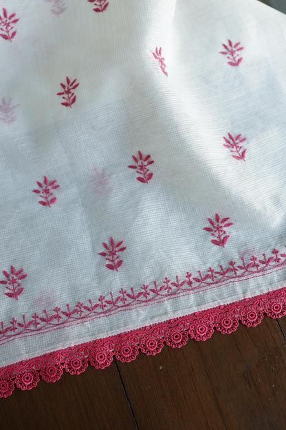 Dusty Grey Shade Kota Chikankari Unstitched Fabrics