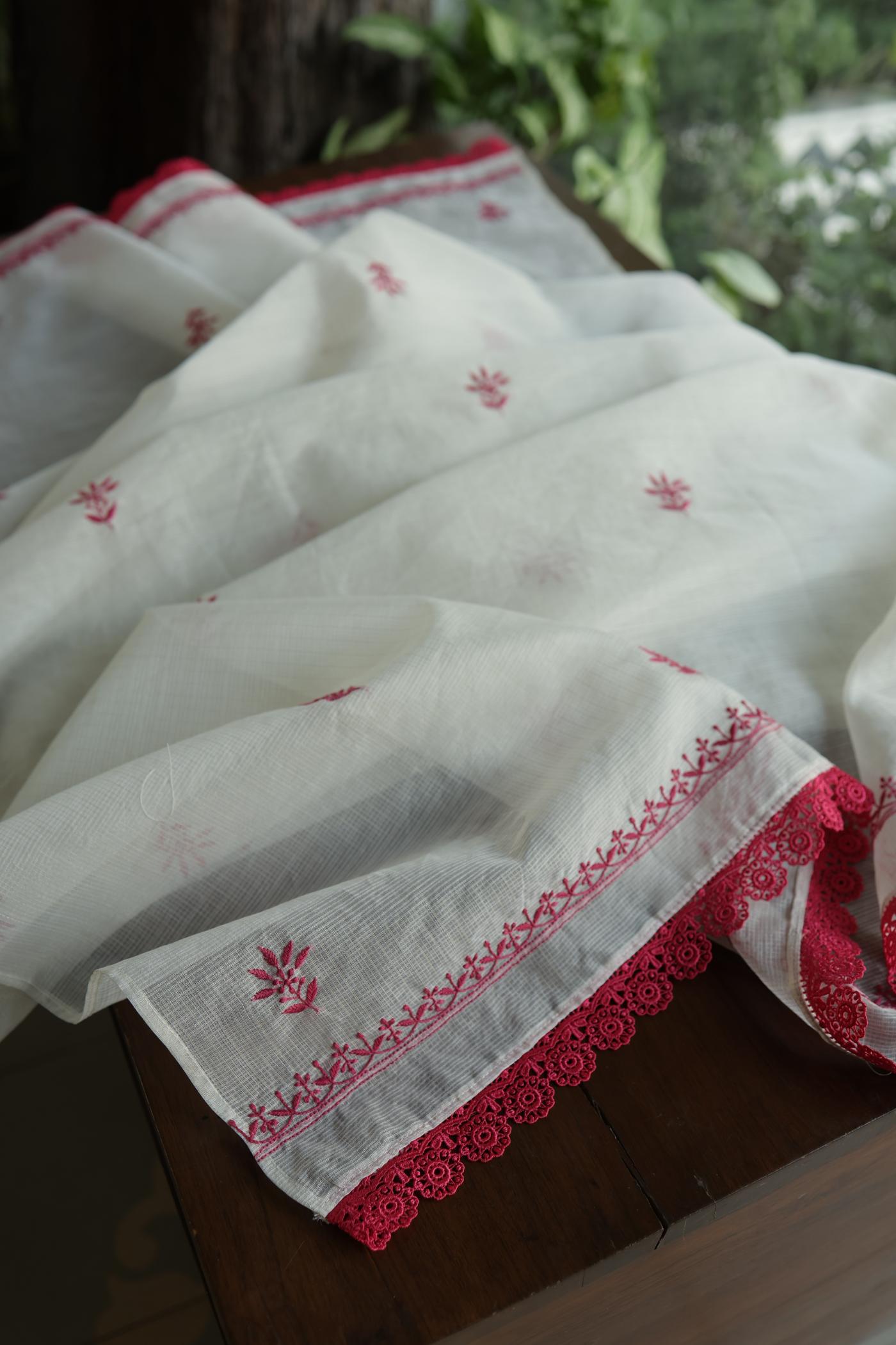 Dusty Grey Shade Kota Chikankari Unstitched Fabrics