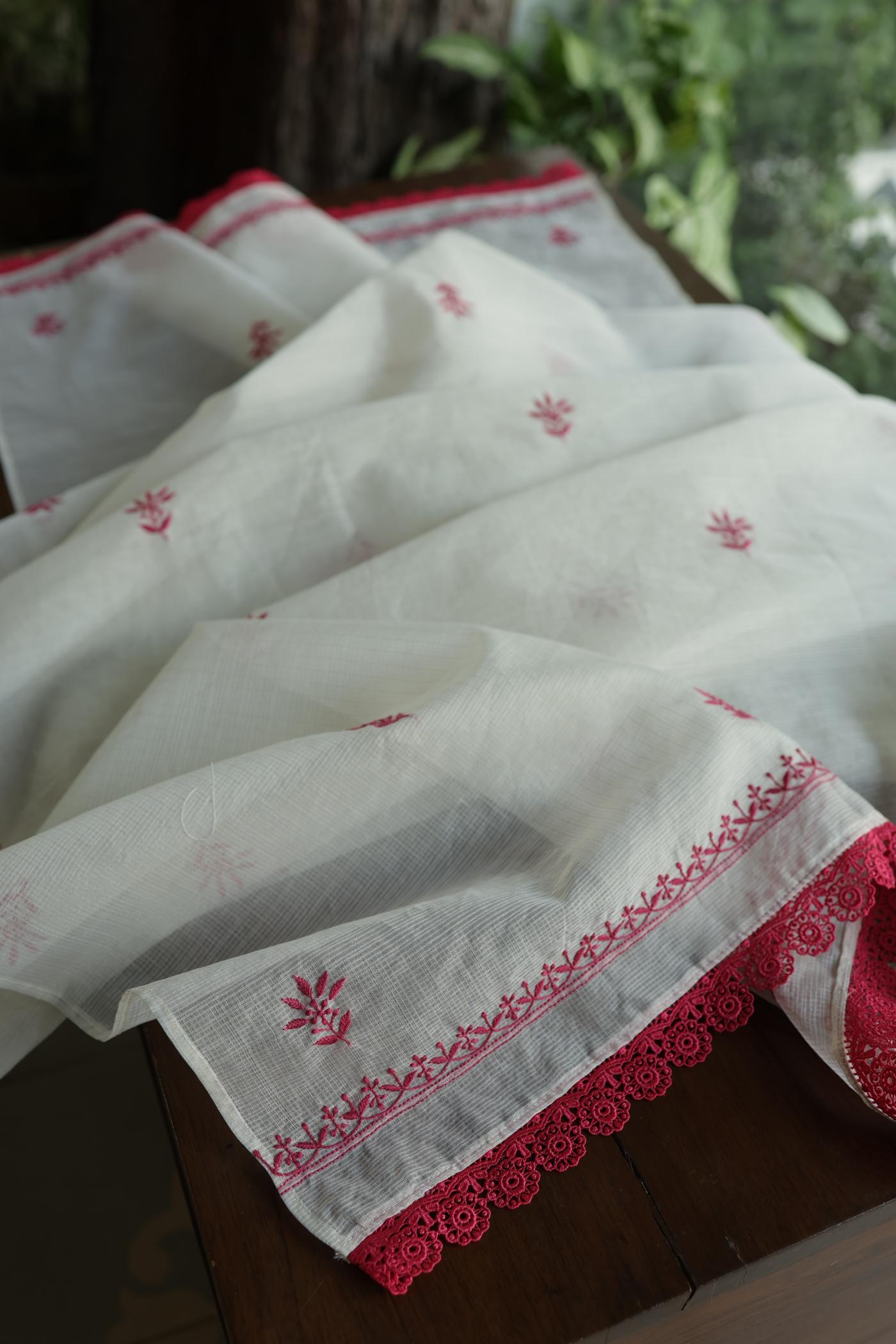 Dusty Grey Shade Kota Chikankari Unstitched Fabrics