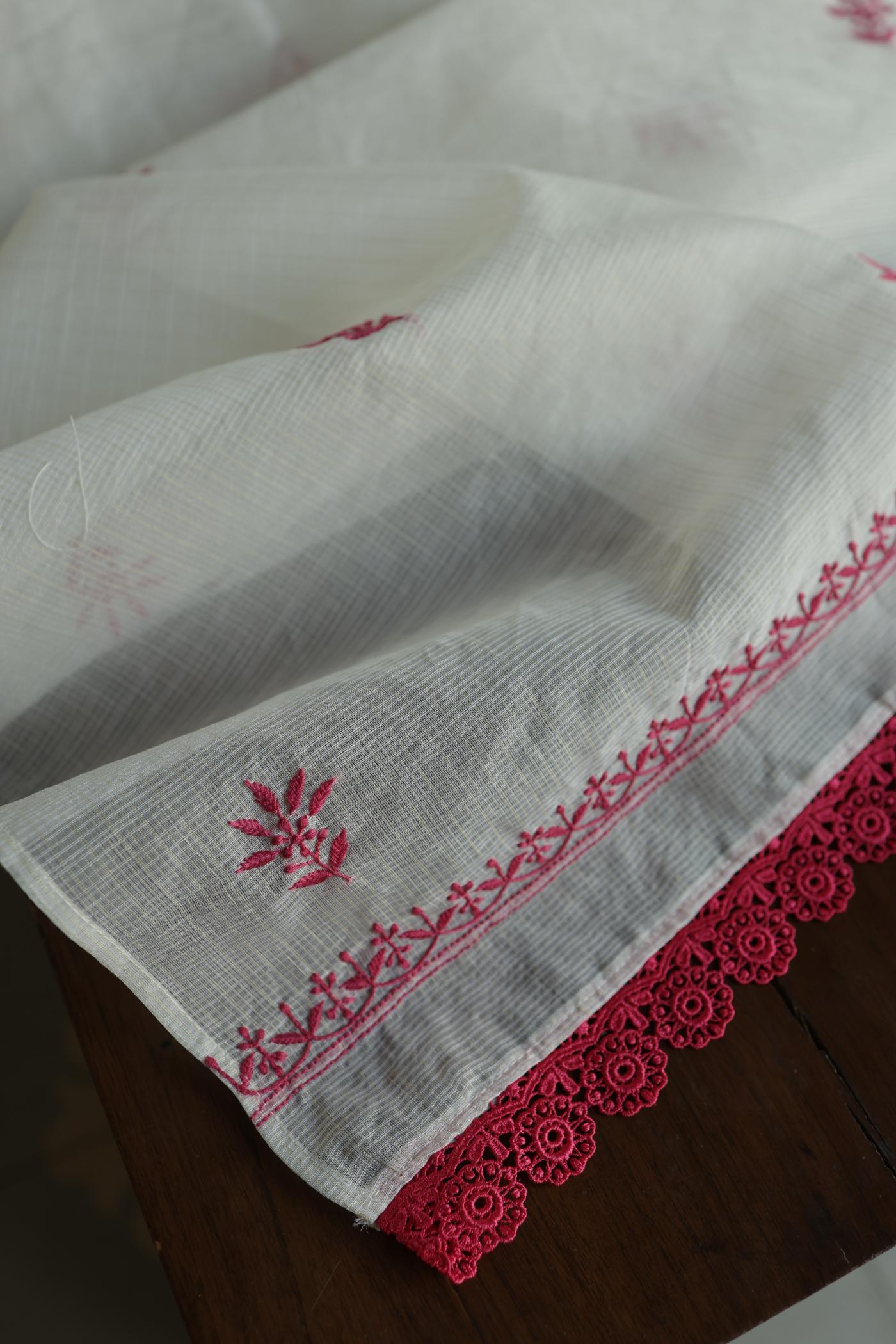 Dusty Grey Shade Kota Chikankari Unstitched Fabrics