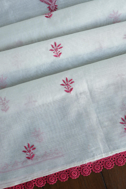 Dusty Grey Shade Kota Chikankari Unstitched Fabrics