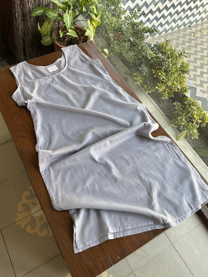 Dusty Grey Shade Malmal Mukaish Kamdani Chikankari Stitched Angarkha