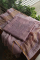 Dusty Lavender Shade Mal Cotton Chikankari Unstitched Kurta Dupatta Fabric With Kamdani