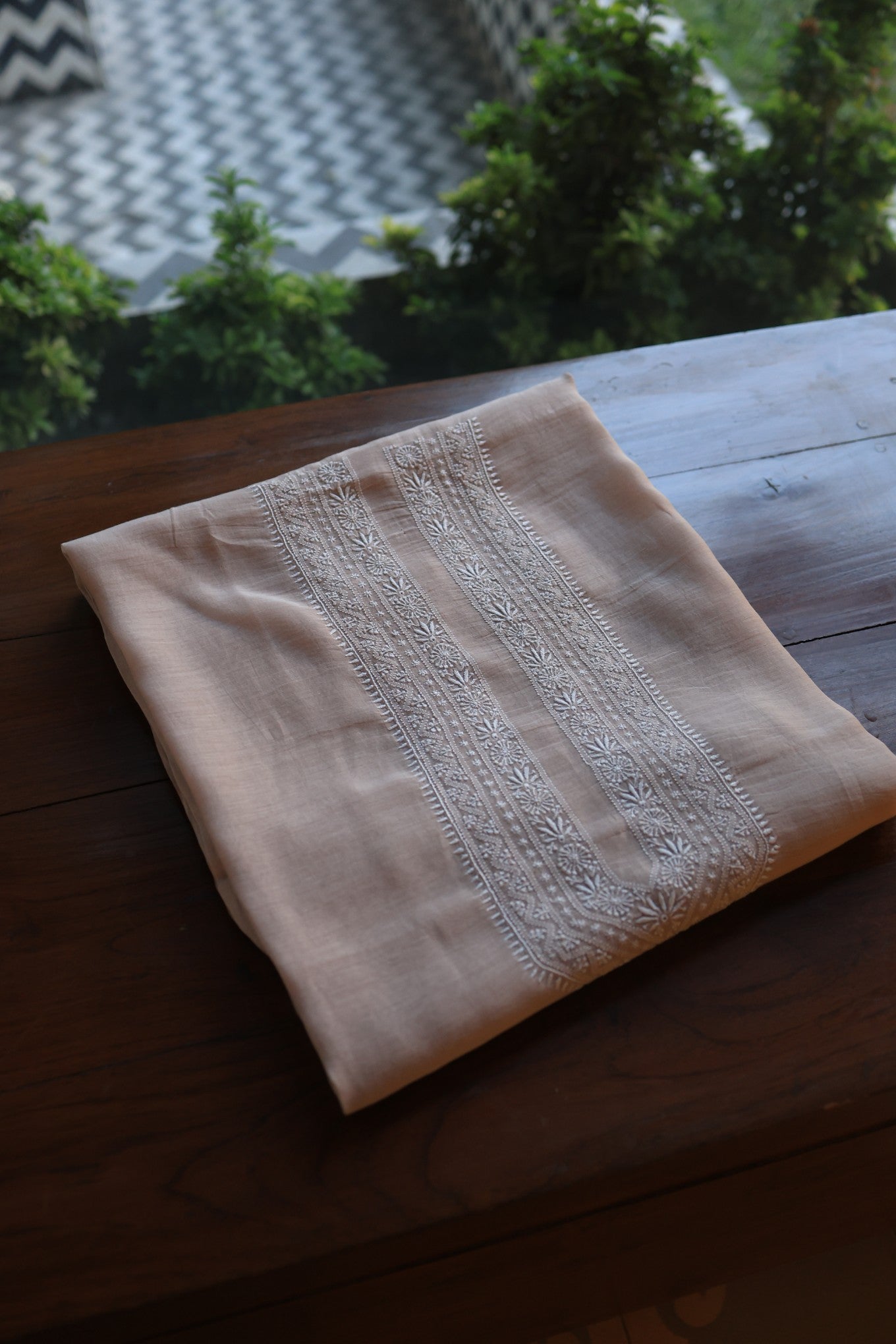 Dusty Pink Mulmul Chikankari Unstitched Men's Kurtas Fabric