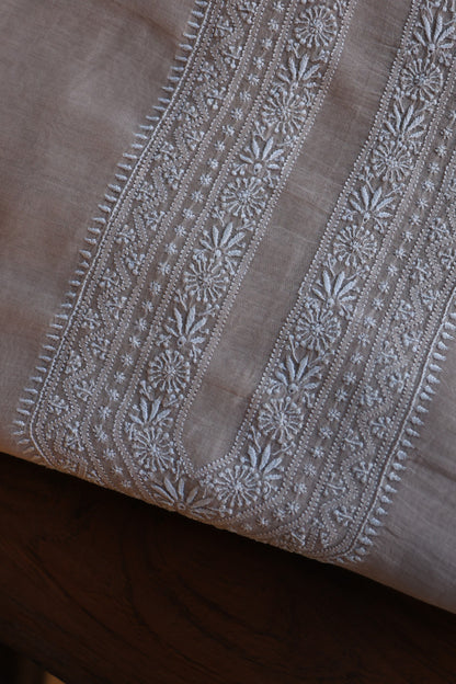 Dusty Pink Mulmul Chikankari Unstitched Men's Kurtas Fabric