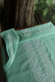 Dusty Teal Shade Mulmul Chikankari Unstitched Men's Kurtas Fabric