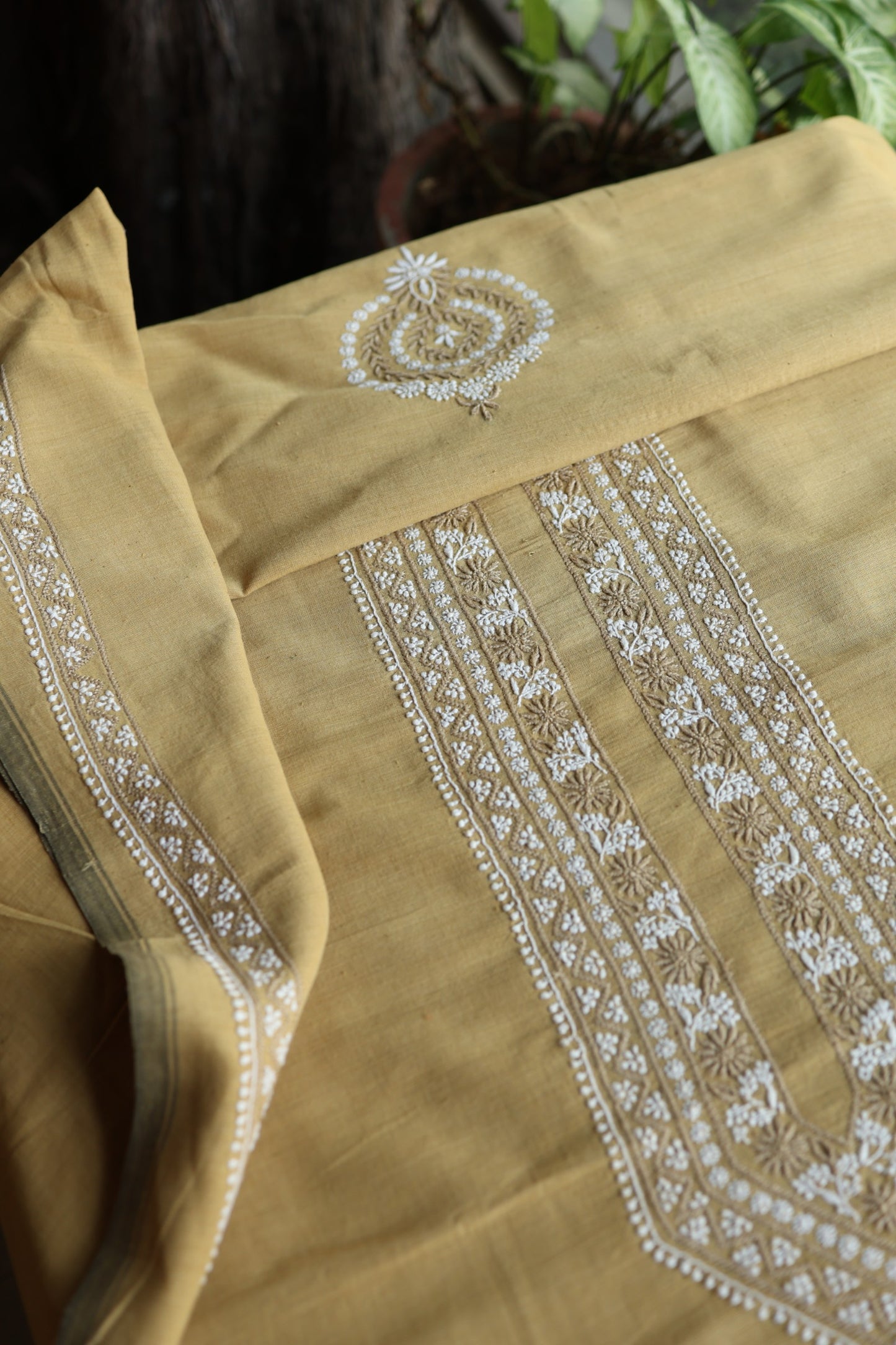 Dusty Yellow Malkha Handspun Khadi Kurtas Unisex Fabric