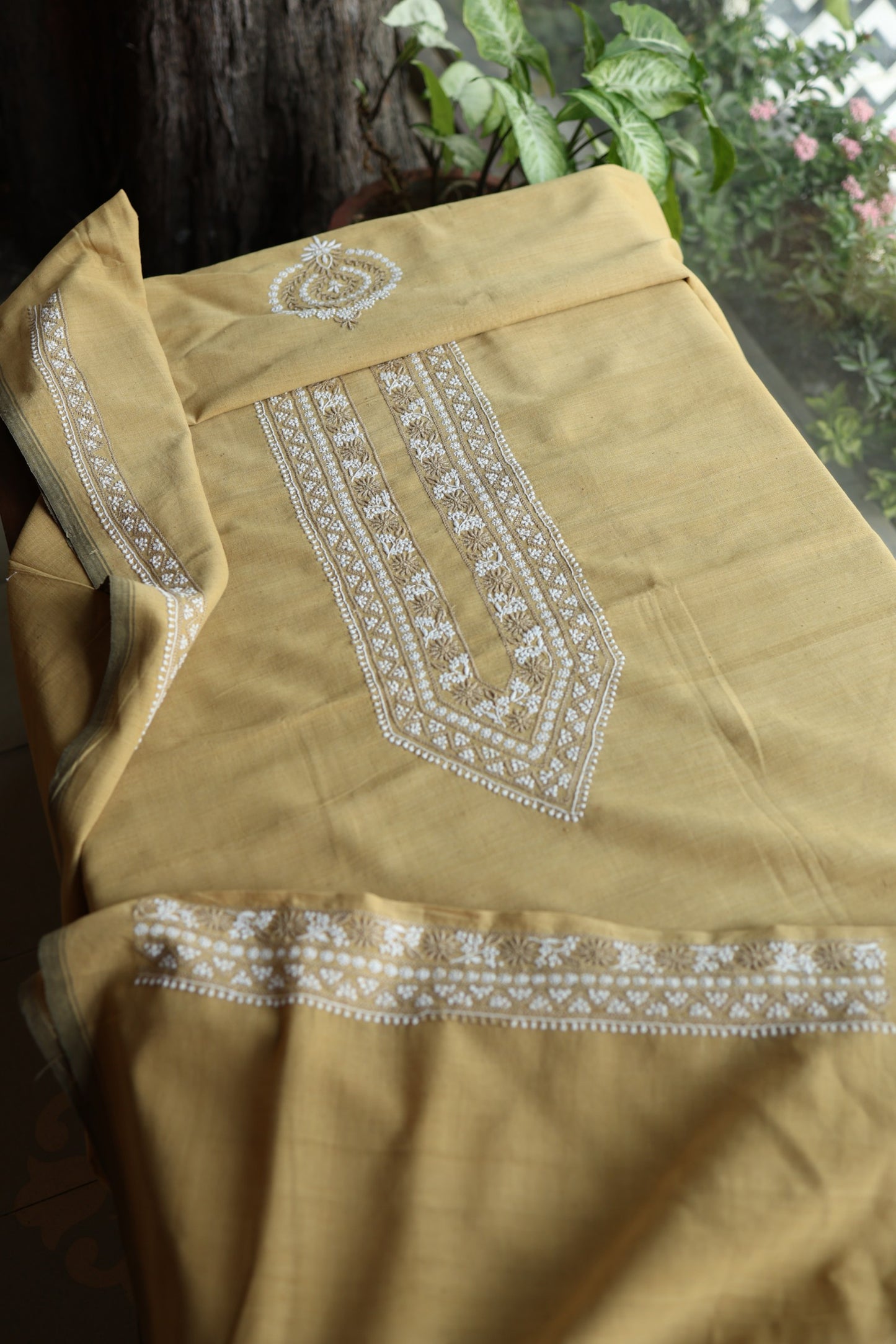 Dusty Yellow Malkha Handspun Khadi Kurtas Unisex Fabric