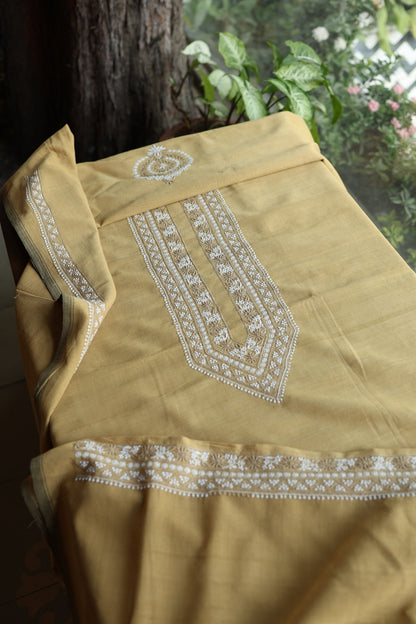 Dusty Yellow Malkha Handspun Khadi Kurtas Unisex Fabric