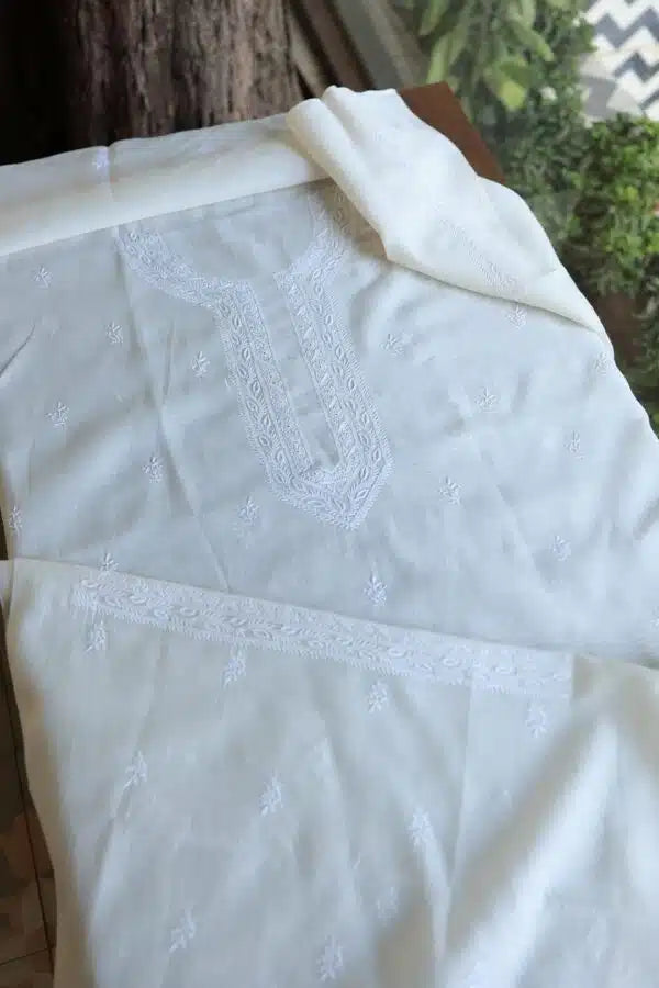 Fine Work Chikankari Chanderi Unstitched Men’s Kurtas Fabrics