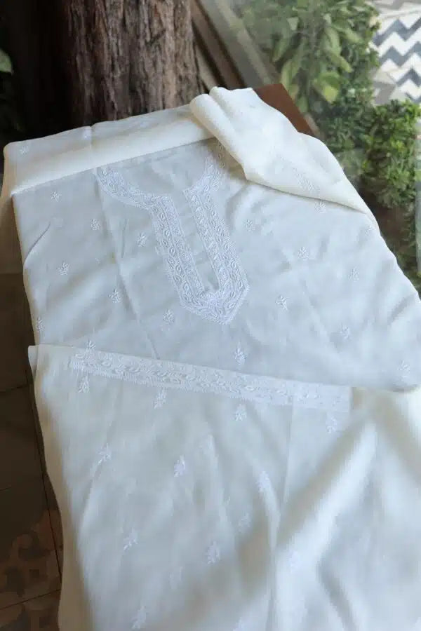 Fine Work Chikankari Chanderi Unstitched Men’s Kurtas Fabrics