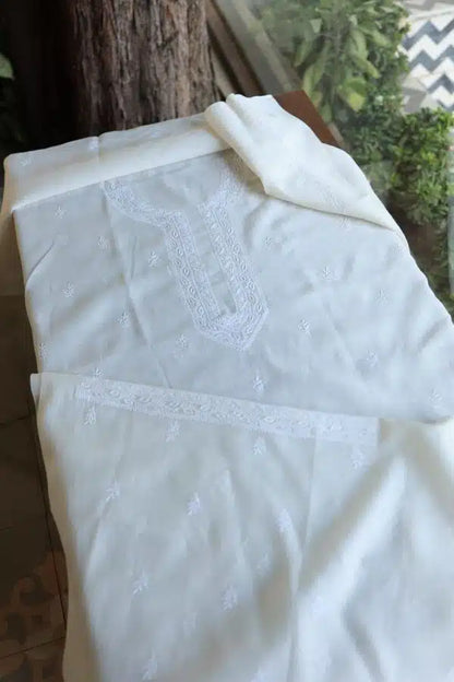 Fine Work Chikankari Chanderi Unstitched Men’s Kurtas Fabrics