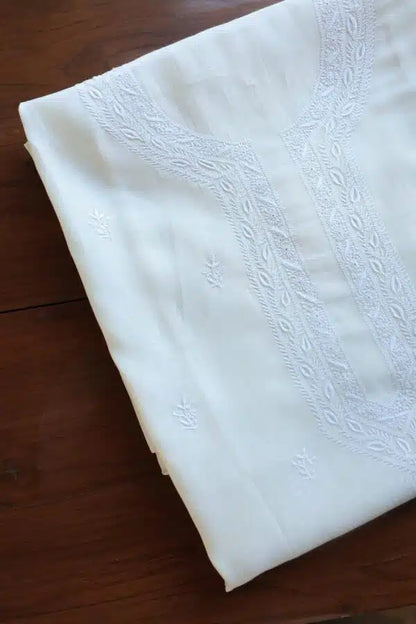 Fine Work Chikankari Chanderi Unstitched Men’s Kurtas Fabrics