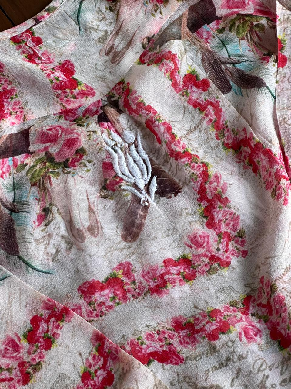 Floral Motif Chikankari Semi-Georgette Short Top / Kurti