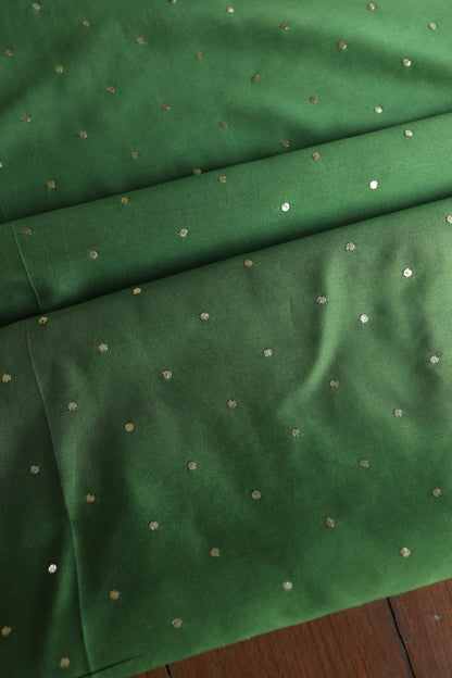 Forest Green Chanderi Silk Mukaish Badla Unstitched Fabrics