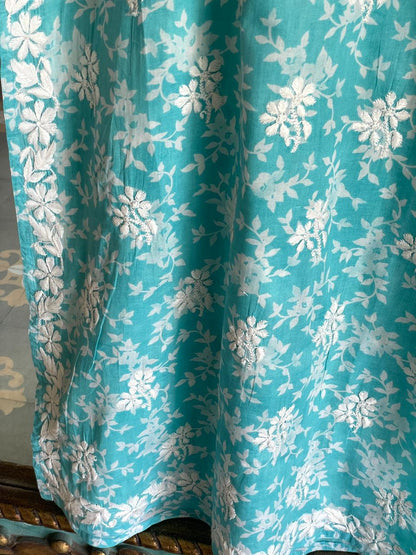 Fountain Blue Chikankari Cotton Kurta