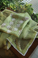 Frog Green Shade Noor Organza Silk Mukaish Pearl Chikankari Unstitched Fabric