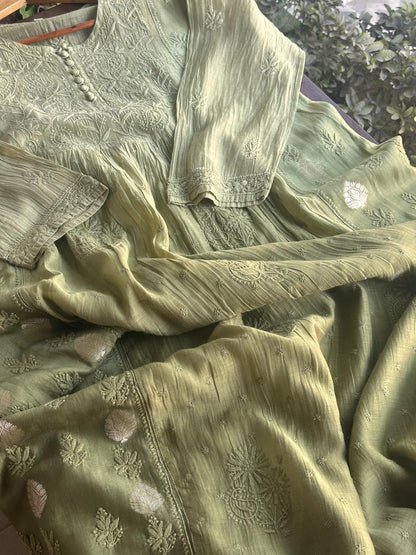 Green Chanderi Kurta – Ready to Wear