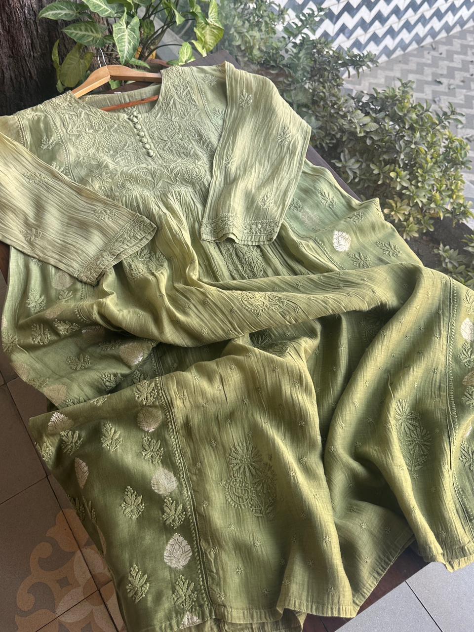 Green Chanderi Kurta – Ready to Wear