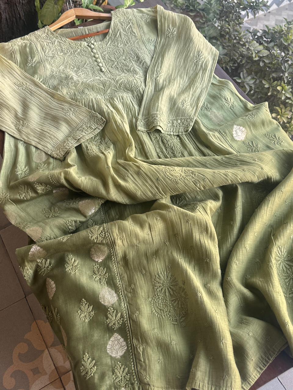 Green Chanderi Kurta – Ready to Wear