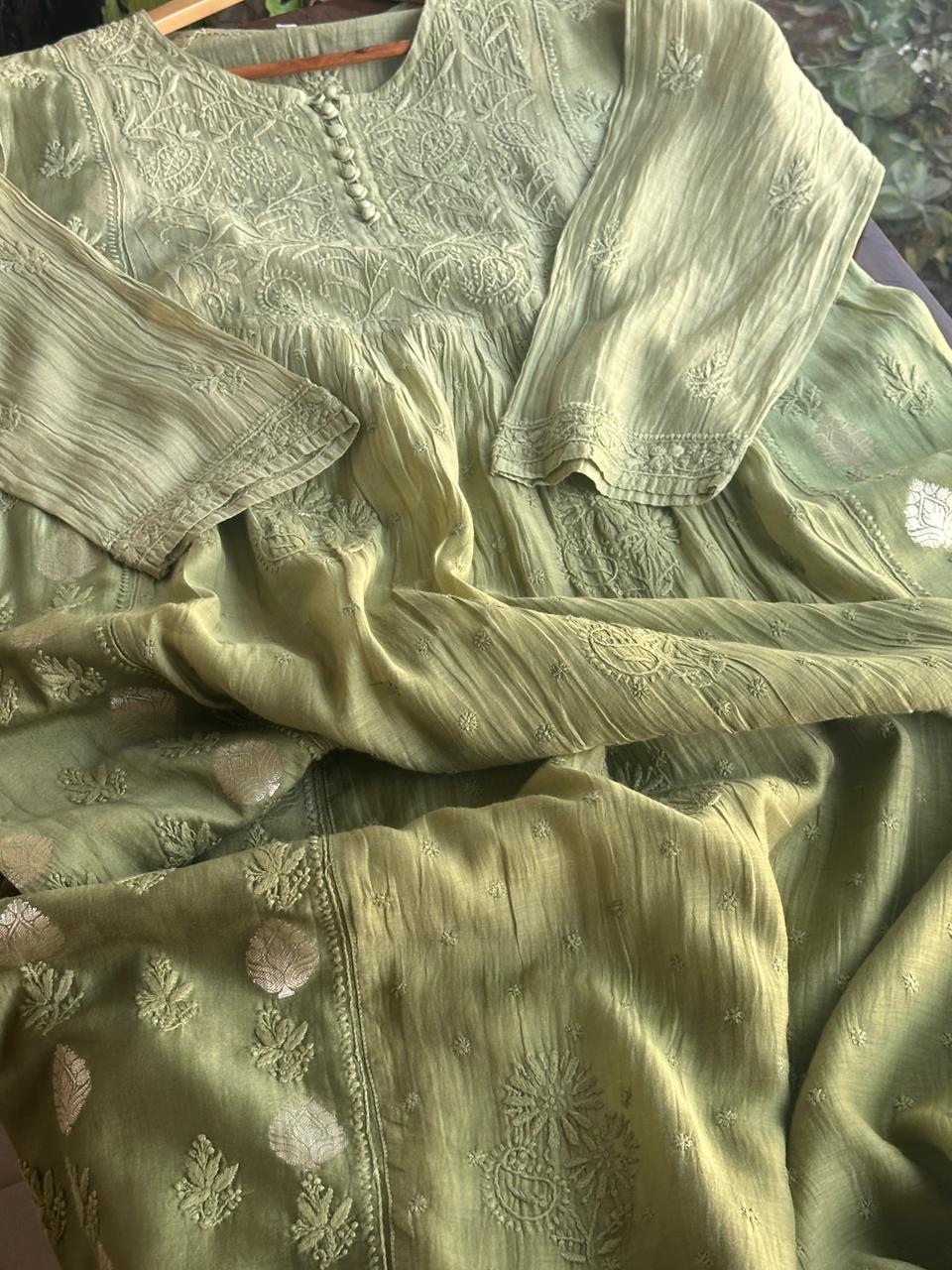 Green Chanderi Kurta – Ready to Wear