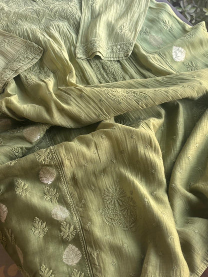 Green Chanderi Kurta – Ready to Wear