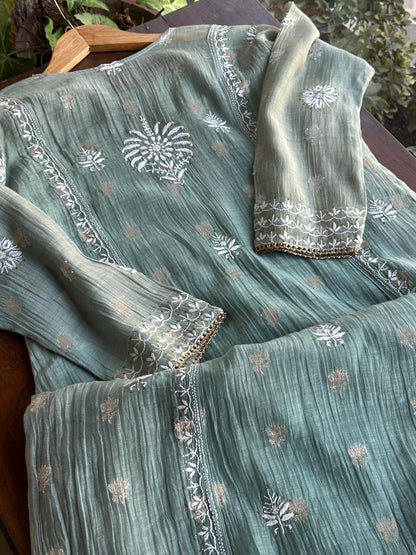 Green Kota Chikankari Ready to Wear Tunics