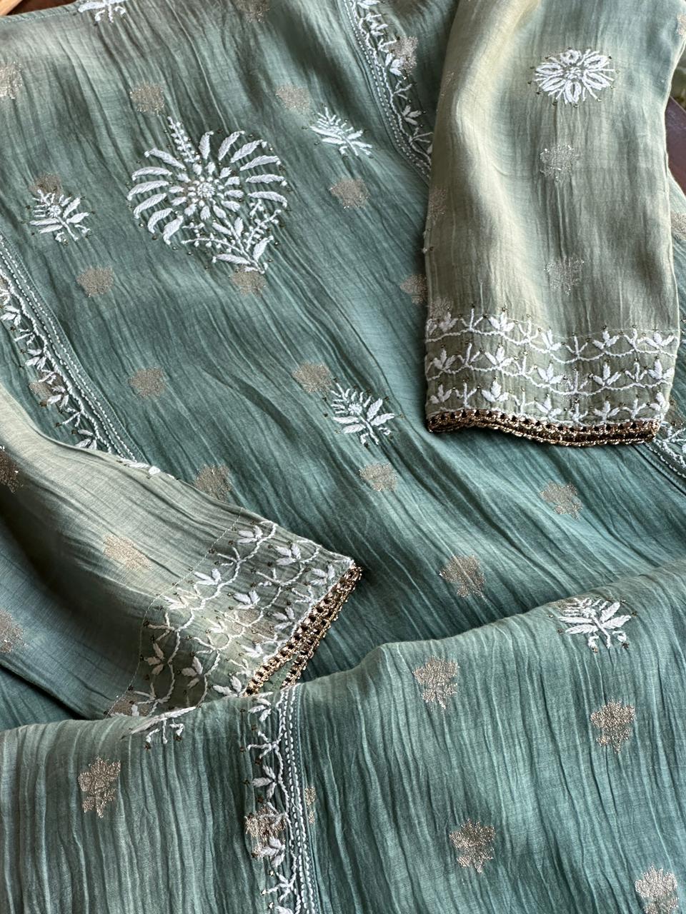 Green Kota Chikankari Ready to Wear Tunics