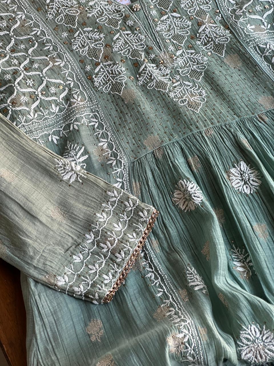 Green Kota Chikankari Ready to Wear Tunics