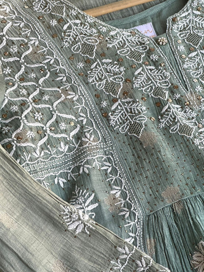 Green Kota Chikankari Ready to Wear Tunics