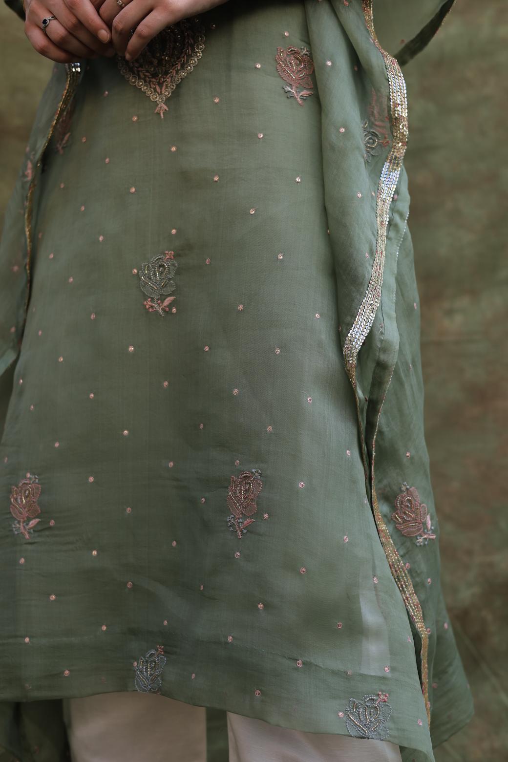 Green | Noor Organza Kaftans