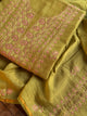 Green Shade Mal Cotton Fine Chikankari With Kamdani Work Unstitched Fabric