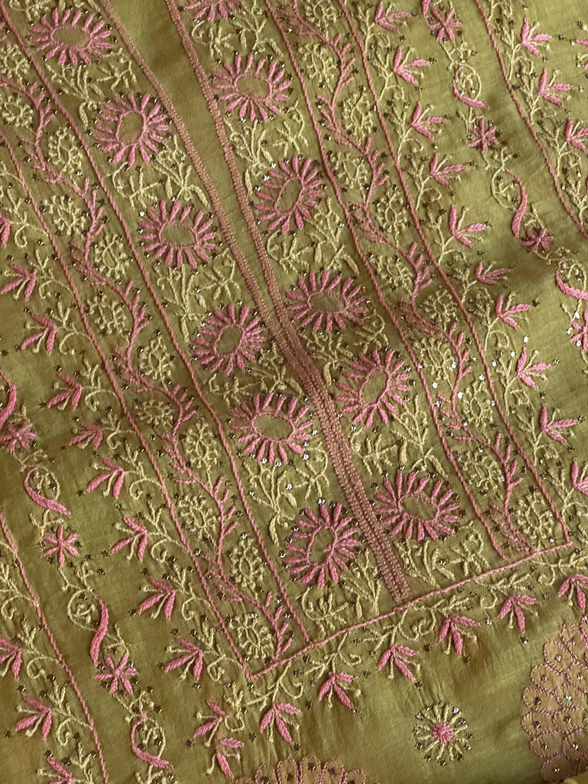 Green Shade Mal Cotton Fine Chikankari With Kamdani Work Unstitched Fabric