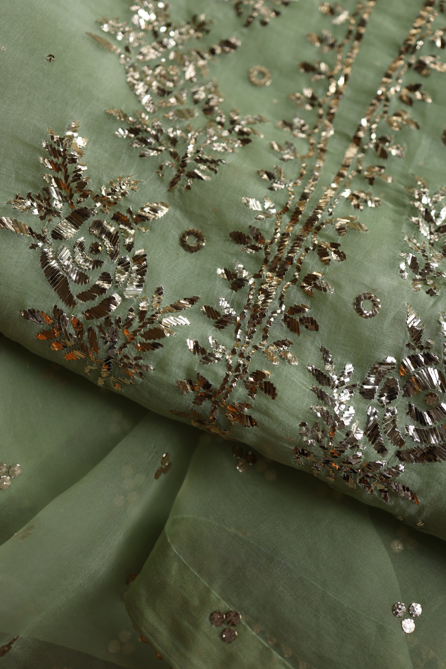 Green Shade Noor Organza Silk Badla Unstitched Kurta Dupatta Set
