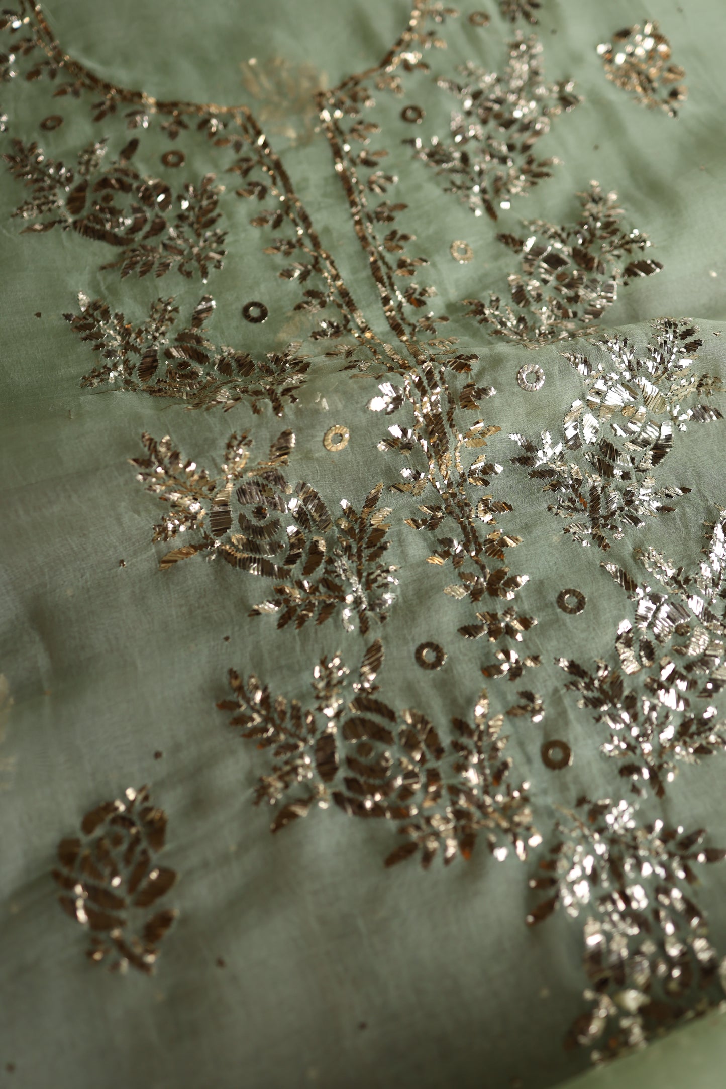 Green Shade Noor Organza Silk Badla Unstitched Kurta Dupatta Set