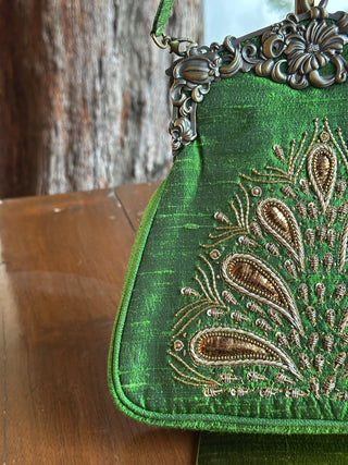 Green Shade Rose Motif Vintage Ari Sling Bags