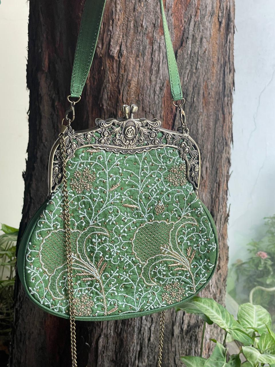 Green Shade | Vintage Ari Mukaish Sling Bags