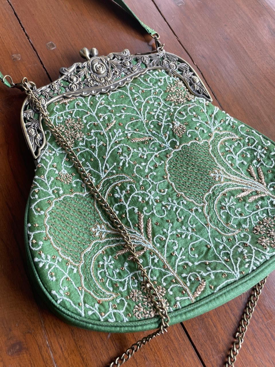 Green Shade | Vintage Ari Mukaish Sling Bags