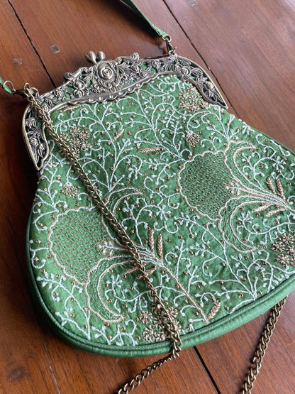 Green Shade | Vintage Ari Mukaish Sling Bags