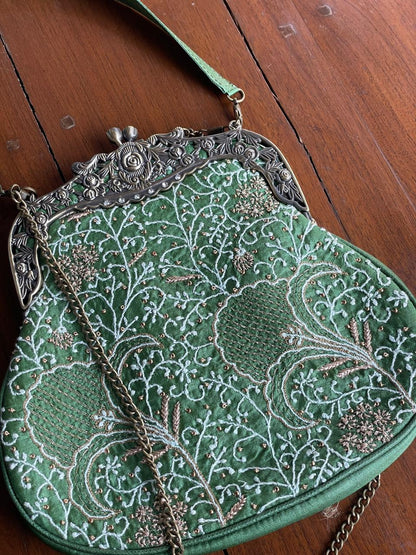 Green Shade | Vintage Ari Mukaish Sling Bags