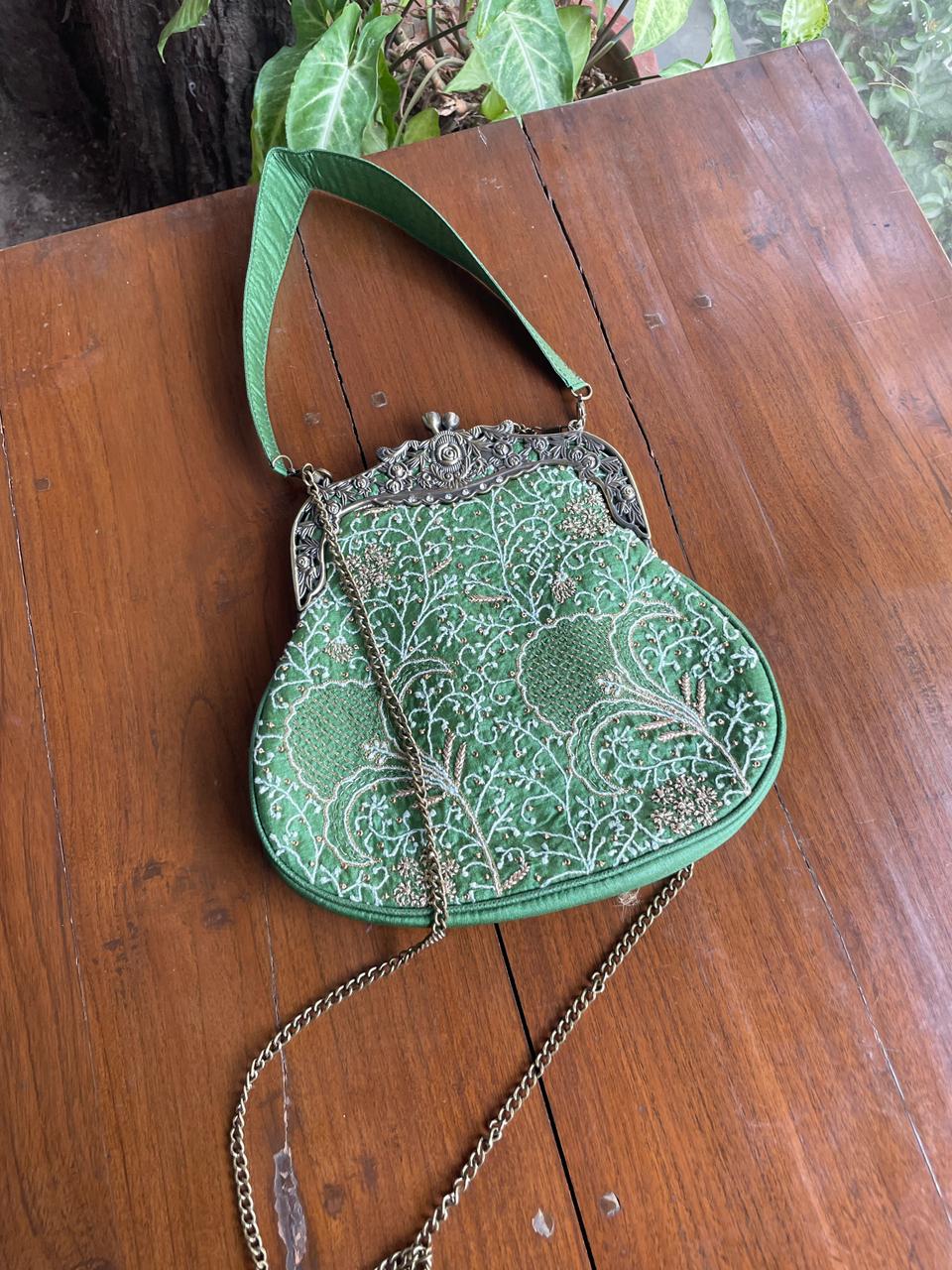 Green Shade | Vintage Ari Mukaish Sling Bags