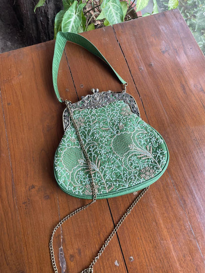 Green Shade | Vintage Ari Mukaish Sling Bags