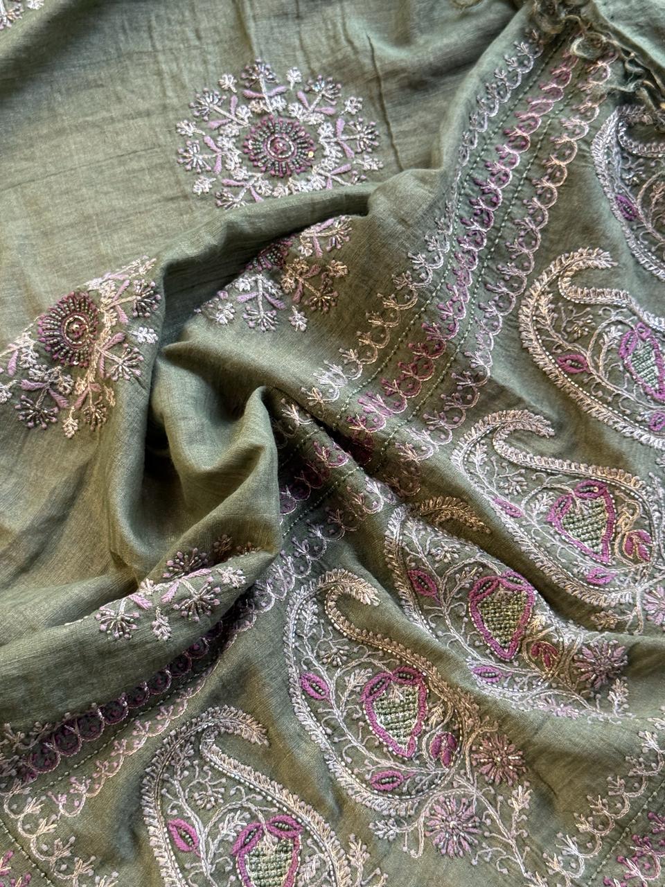 Green Tissue Silk Fine Chikankari Boota Dupatta