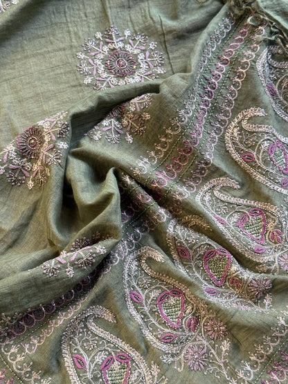 Green Tissue Silk Fine Chikankari Boota Dupatta