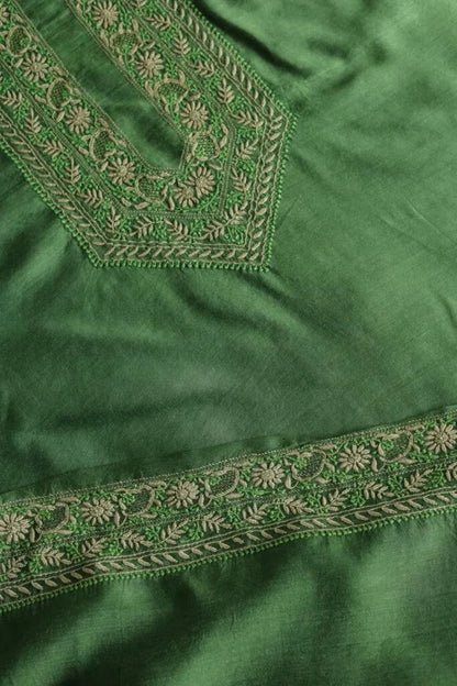 Green Moonga Silk Men’s Kurta Fabrics